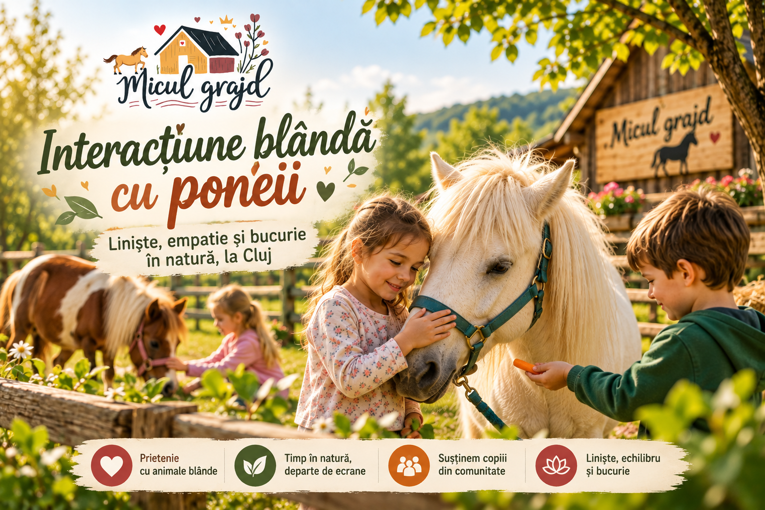 Interacțiune blândă cu poneii: Momente de poveste